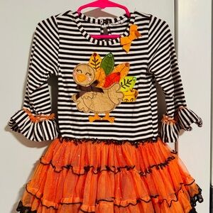 Striped Turkey Kids Costume Dress - Black and Orange